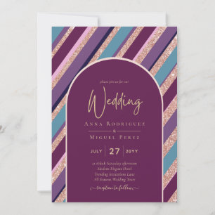 Palette Plum Paarse Turquoise Roos Gold Wedding Kaart