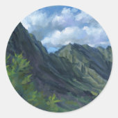 Pali Lookout, O'ahu Ronde Sticker (Voorkant)