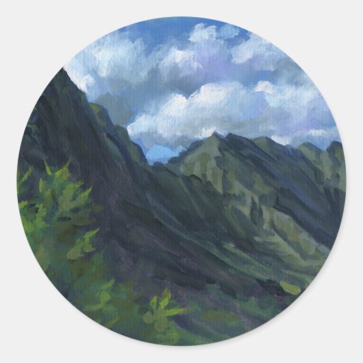 Pali Lookout, O'ahu Ronde Sticker (Voorkant)