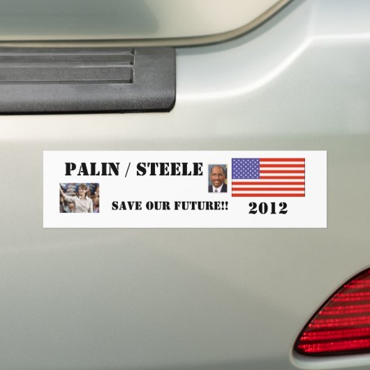 PALIN / STEELE, 2012 BEWAREN ONZE TOEKOMST ... BUMPERSTICKER (Op auto)