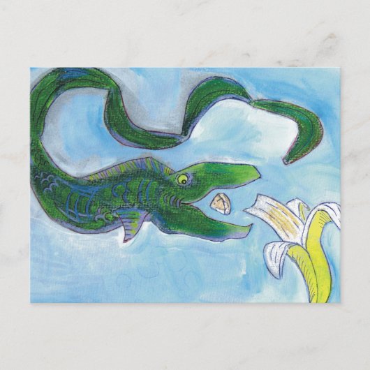 Paling eet bananen! briefkaart (Voorkant)