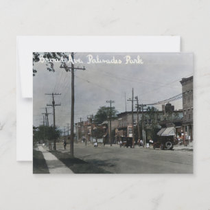 Palisades Park NJ Broad Ave jaren '20 Briefkaart