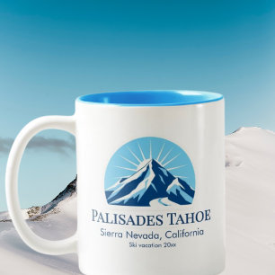 Palisades Tahoe California skigebied souvenir Tweekleurige Koffiemok