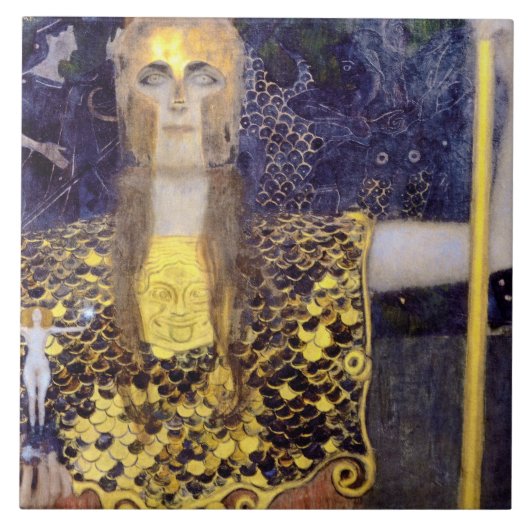 Pallas Athena, Gustav Klimt Tegeltje (Voorkant)