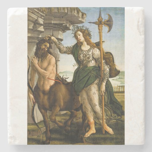 Pallas en de centaur van Sandro Botticelli Stenen Onderzetter (Voorkant)