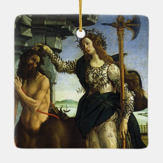 Pallas (Minerva) en Centaur door Sandro Botticelli Keramisch Ornament (Achterkant)