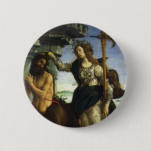 Pallas (Minerva) en Centaur door Sandro Botticelli Ronde Button 5,7 Cm (Voorkant)