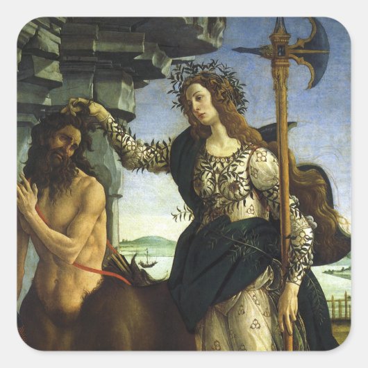 Pallas (Minerva) en Centaur door Sandro Botticelli Vierkante Sticker (Voorkant)