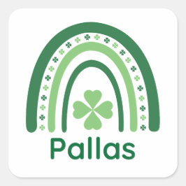 Pallas Name Clover Boho Rainbow Vierkante Sticker