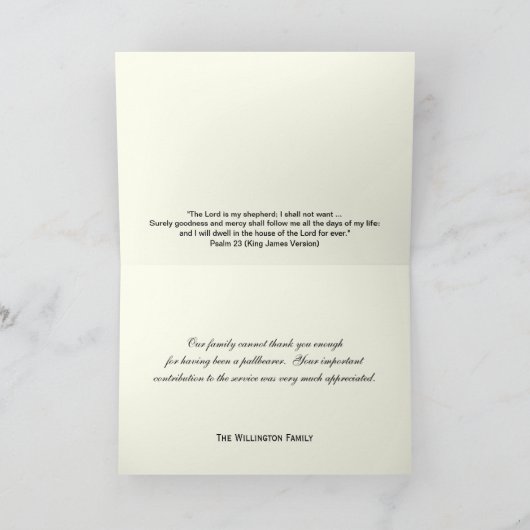 Pallbearer Dank u kaart (Binnen)