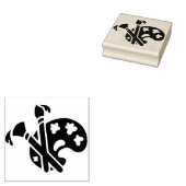 Pallet en penselen verven rubberstempel (Gestempeld)