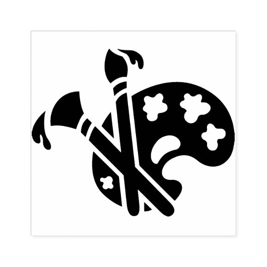 Pallet en penselen verven rubberstempel (Afrduk)