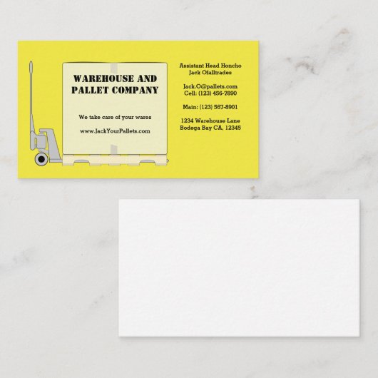 Pallet Jack Visitekaartje (Voorkant / Achterkant)