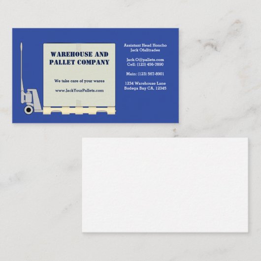 Pallet Jack Visitekaartje (Voorkant / Achterkant)