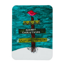 Pallet kerstboom met een rode vogelmagneet