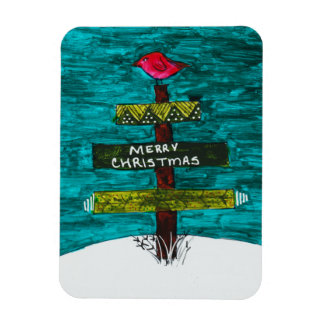 Pallet kerstboom met een rode vogelmagneet magneet