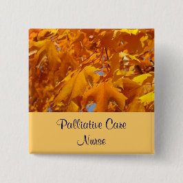 Palliatieve Verpleegkundige knopen Gouden Bladeren Vierkante Button 5,1 Cm