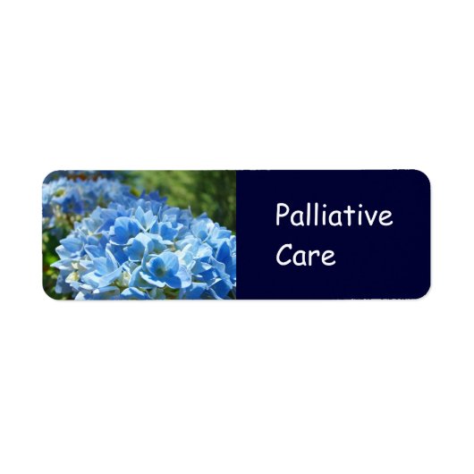 Palliatieve zorg sticker Labels Blue Hydrangeas (Voorkant)