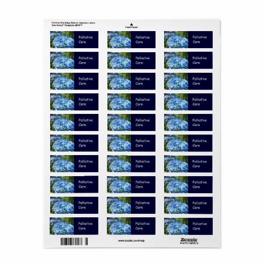 Palliatieve zorg sticker Labels Blue Hydrangeas (Full Sheet)