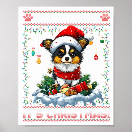 Pallon Christmas Tree Lights Decorations Dog Lover Poster (Voorkant)