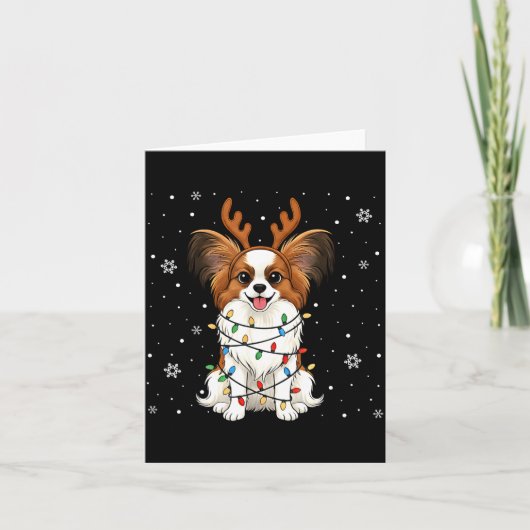 Pallon Dog Christmas Lights Reindeer Funny Xmas Do Kaart (Voorkant)