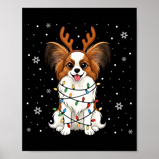 Pallon Dog Christmas Lights Reindeer Funny Xmas Do Poster (Voorkant)