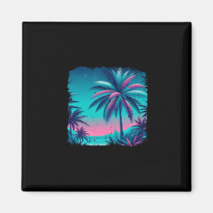Palm A Bomen Tropisch Teal Turquoise Paars Strand Magneet
