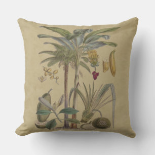 Palm Antiek tropische vruchten botanische kunst Buitenkussen