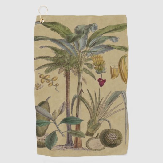 Palm Antiek tropische vruchten botanische kunst Golfhanddoek (Voorkant)