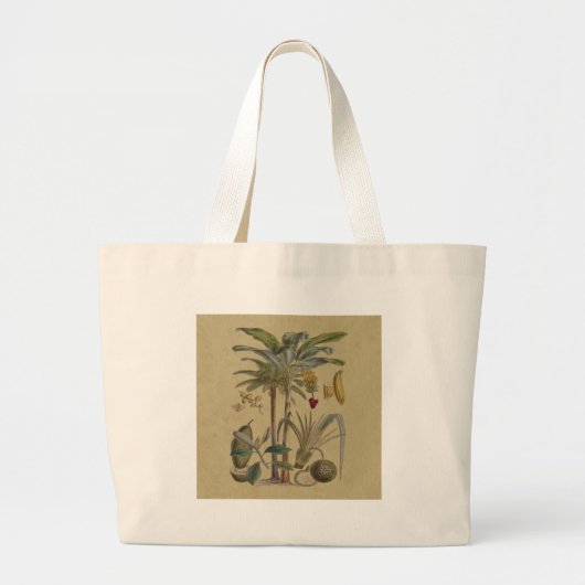 Palm Antiek tropische vruchten botanische kunst Grote Tote Bag (Voorkant)