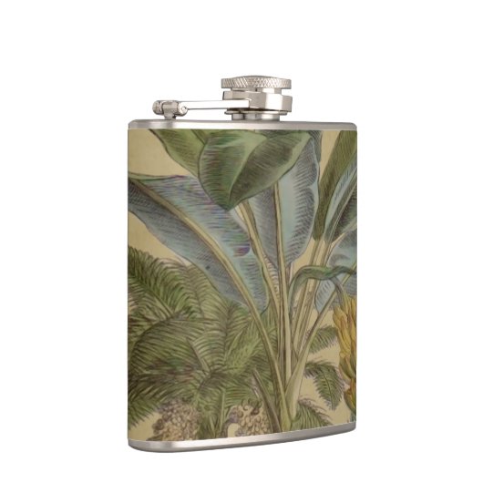 Palm Antiek tropische vruchten botanische kunst Heupfles (Rechts)