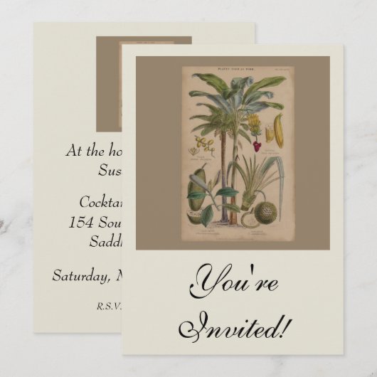 Palm Antiek tropische vruchten botanische kunst Kaart (Voorkant / Achterkant)