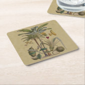 Palm Antiek tropische vruchten botanische kunst Kartonnen Onderzetters (Schuin)