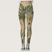 Palm Antiek tropische vruchten botanische kunst Leggings (Voorkant)