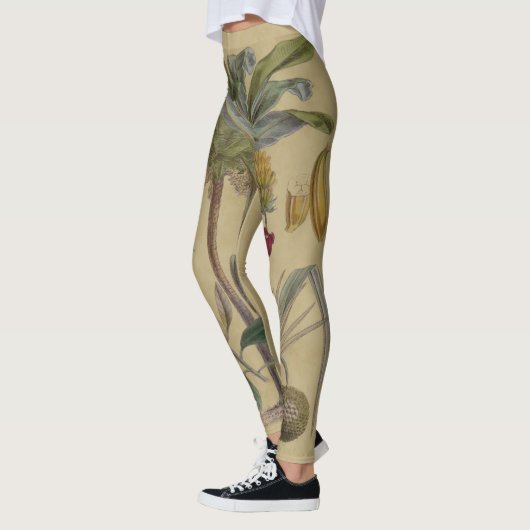 Palm Antiek tropische vruchten botanische kunst Leggings (Links)