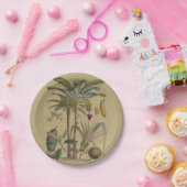 Palm Antiek tropische vruchten botanische kunst Papieren Bordje (Feest)
