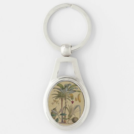 Palm Antiek tropische vruchten botanische kunst Sleutelhanger (Voorkant)