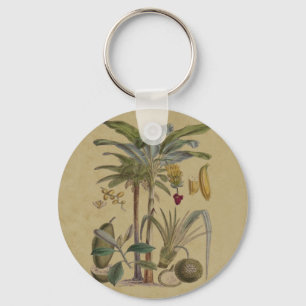 Palm Antiek tropische vruchten botanische kunst Sleutelhanger