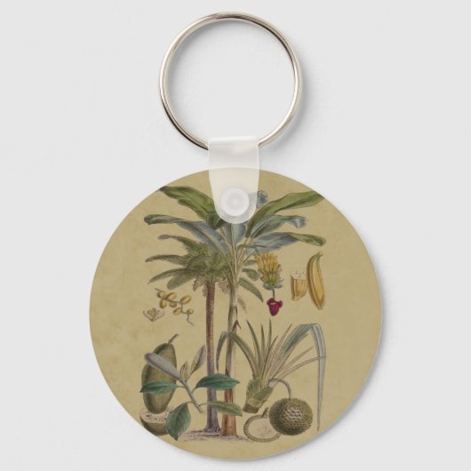Palm Antiek tropische vruchten botanische kunst Sleutelhanger (Voorkant)