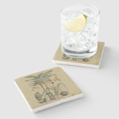 Palm Antiek tropische vruchten botanische kunst Stenen Onderzetter (Zijkant)