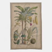 Palm Antiek tropische vruchten botanische kunst Theedoek (Verticaal)