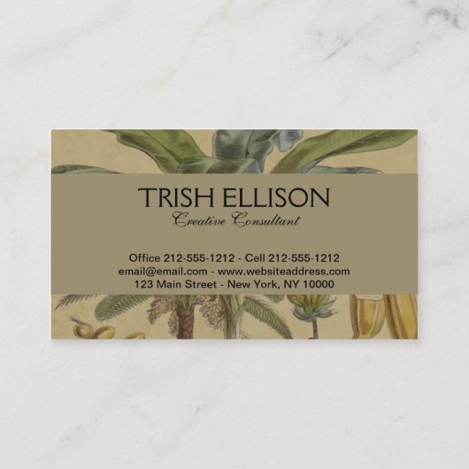 Palm Antiek tropische vruchten botanische kunst Visitekaartje (Achterkant)