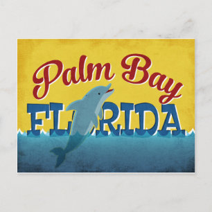 Palm Bay Florida Dolphin Retro Vintage Travel Briefkaart