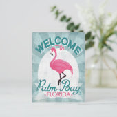 Palm Bay Florida Pink Flamingo Retro Briefkaart (Staand voorkant)