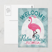 Palm Bay Florida Pink Flamingo Retro Briefkaart (Voorkant / Achterkant)