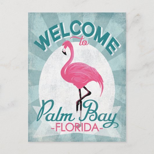 Palm Bay Florida Pink Flamingo Retro Briefkaart (Voorkant)