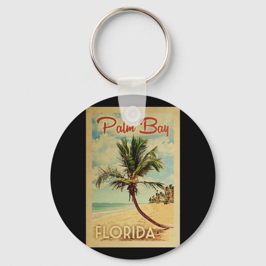 Palm Bay Palm Tree Vintage Travel Sleutelhanger (Voorkant)