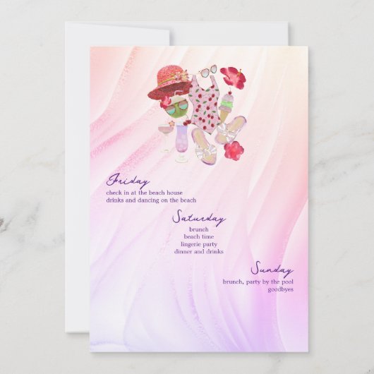 Palm Beach Bestemming Weekend Bachelorette Party Kaart (Achterkant)