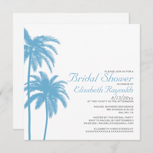 Palm Beach Bridal Shower Invitations Kaart (Voorkant / Achterkant)