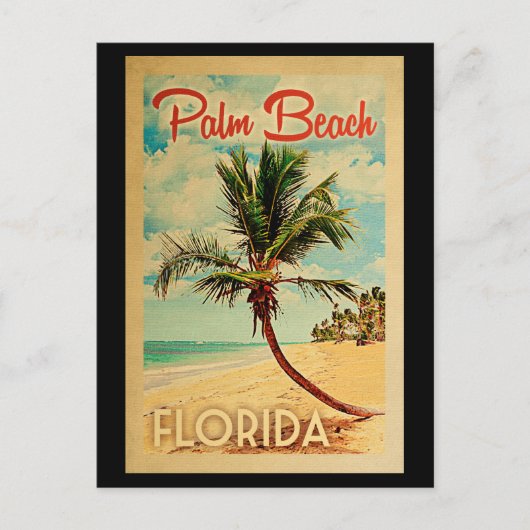 Palm Beach Briefkaart Florida Palm Tree Beach Retr (Voorkant)